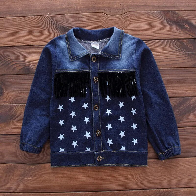 Kid's Turn-Down Collar Long Sleeve Star Printed Casual Clothes