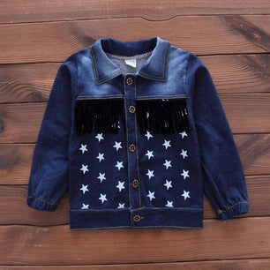 Kid's Turn-Down Collar Long Sleeve Star Printed Casual Clothes