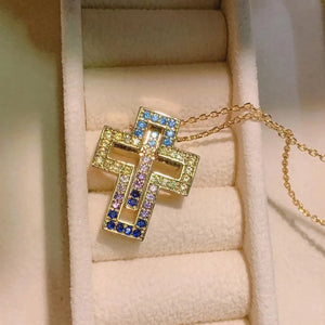 Women's Copper Cubic Zirconia Cross Shaped Trendy Party Necklace