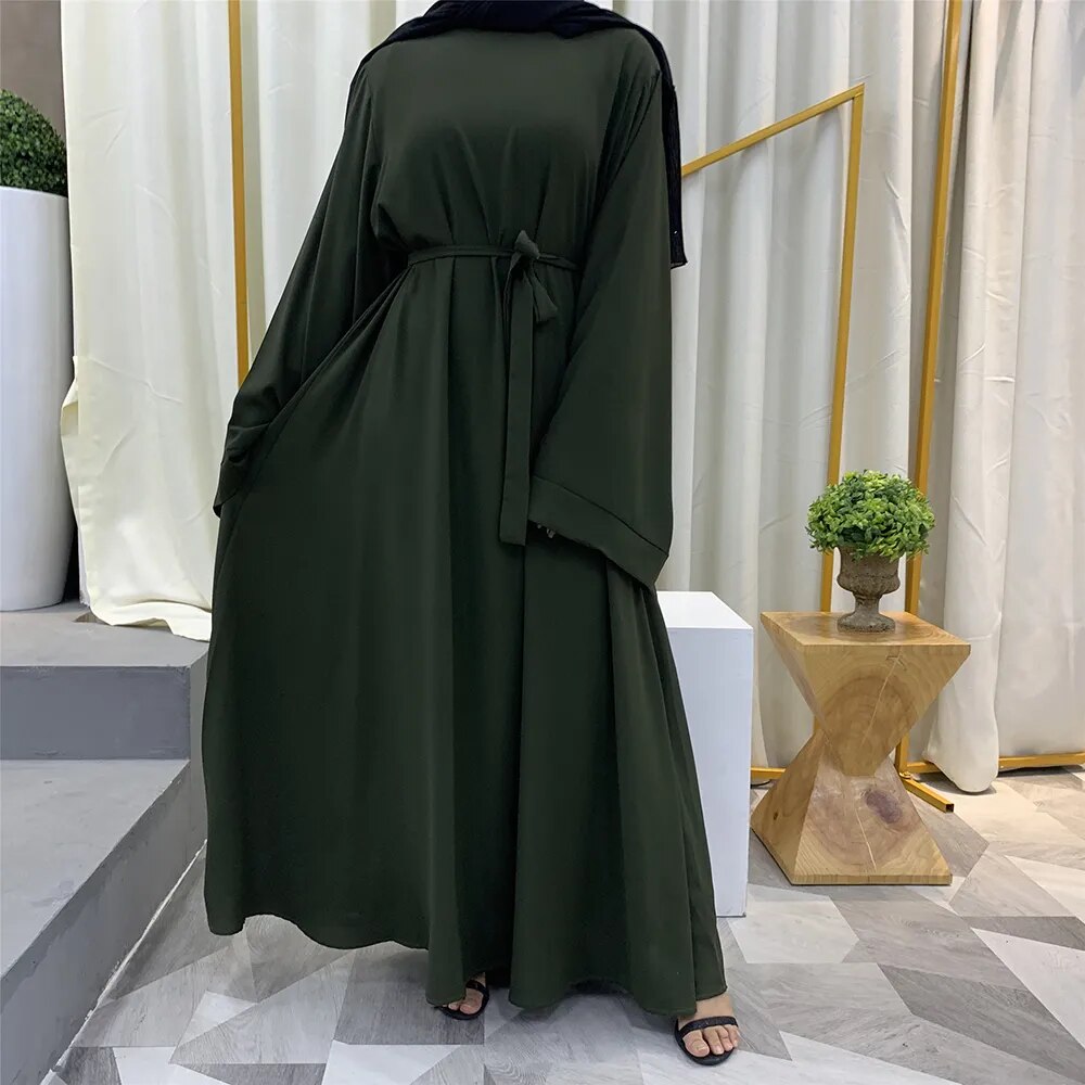 Women's Arabian V-Neck Polyester Full Sleeve Solid Pattern Abaya