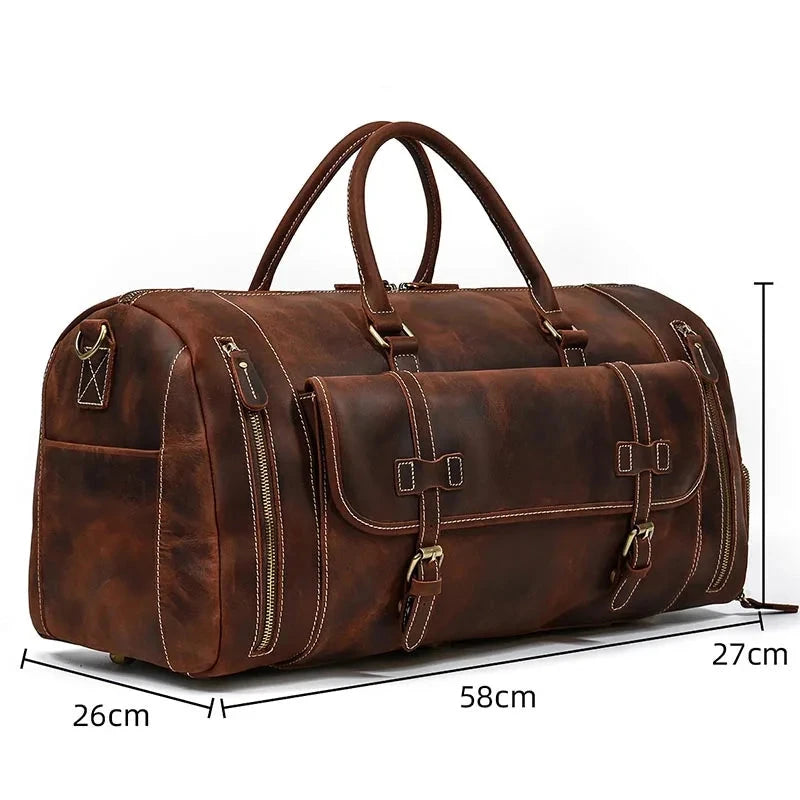 Men's Genuine Leather Zipper Closure Solid Pattern Shoulder Bag