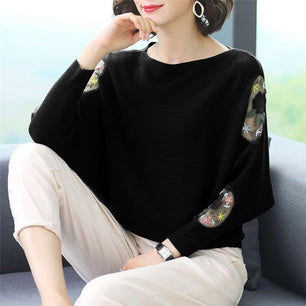 Women's O-Neck Polyester Full Sleeves Knitted Pullovers Sweater