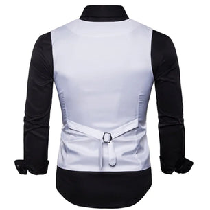 Men's Cotton V-Neck Sleeveless Plain Single Breasted Formal Vests