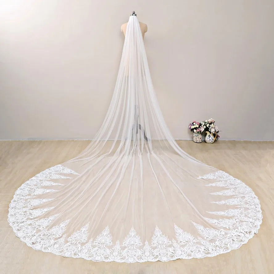 Women's Polyester Applique Edge One-Layer Bridal Wedding Veils