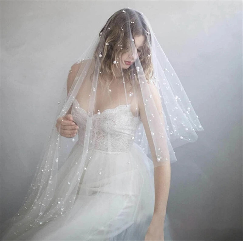 Women's Polyester Cut Edge Two-Layer Trendy Bridal Wedding Veils