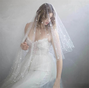 Women's Polyester Cut Edge Two-Layer Trendy Bridal Wedding Veils