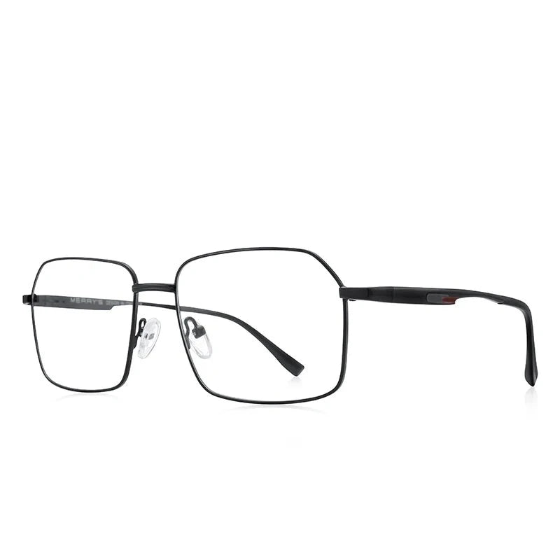 Men's Plastic Titanium Frame Full-Rim Rectangle Optical Glasses