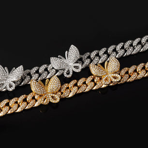 Men's Zinc Alloy Toggle-Clasps Butterfly Rhinestones Bracelet