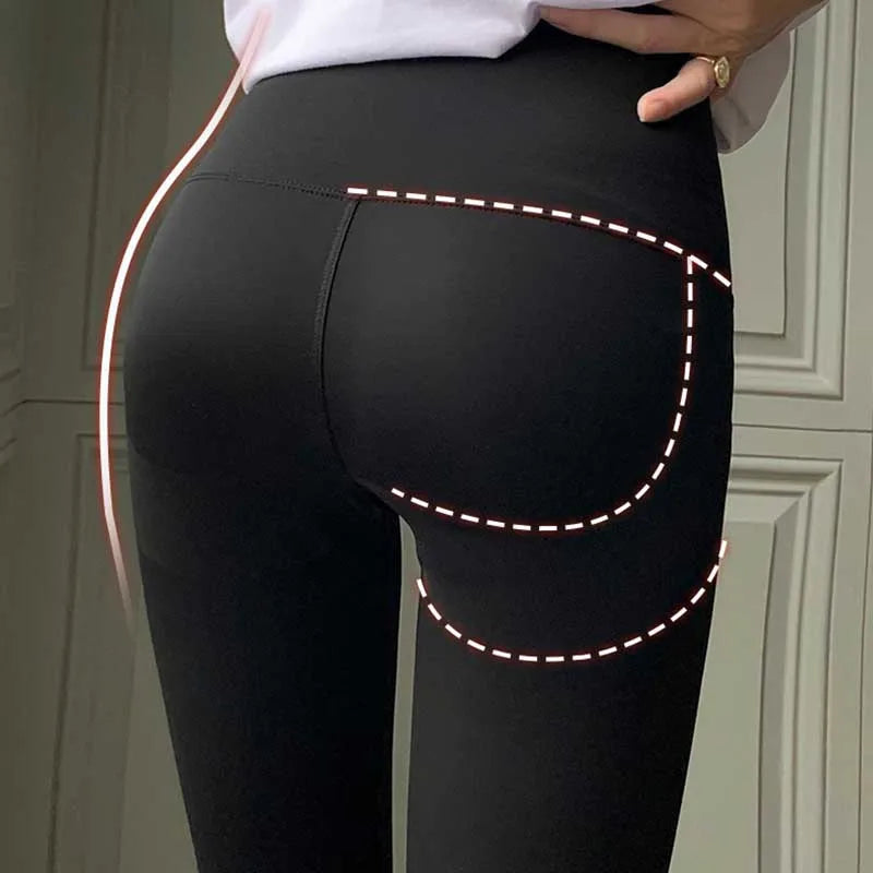 Women's Spandex High Waist Solid Pattern Push Up Fitness Leggings