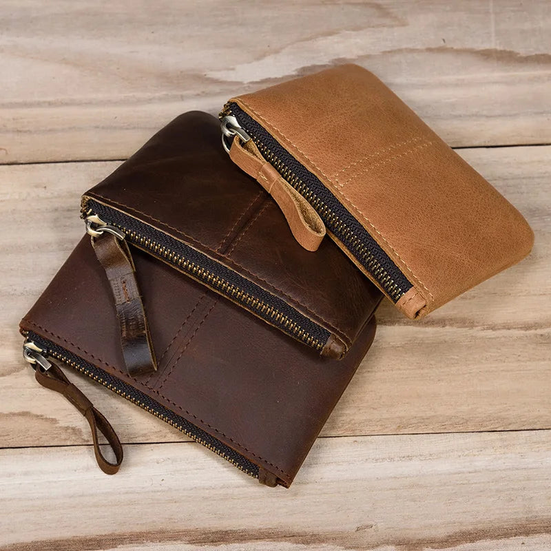 Men's Genuine Leather Solid Pattern Card Holder Casual Wallet