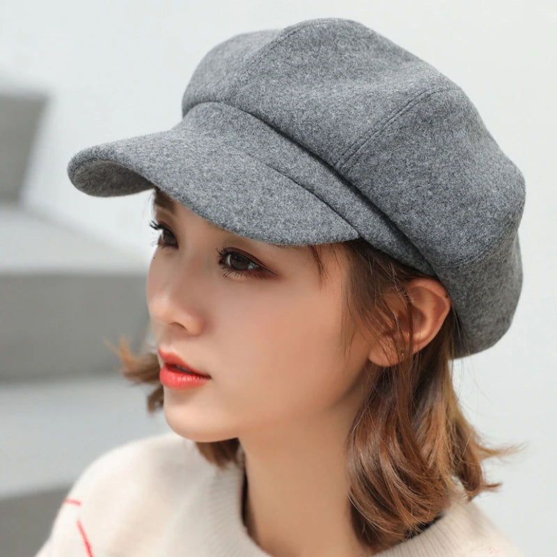 Women's Cotton Solid Pattern Sun Protection Octagonal Casual Cap