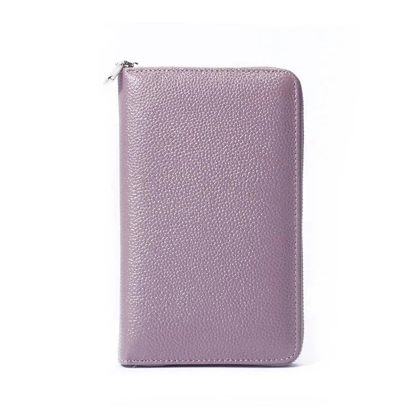 Men's Genuine Leather Solid Pattern Slot Pocket Trendy Wallets