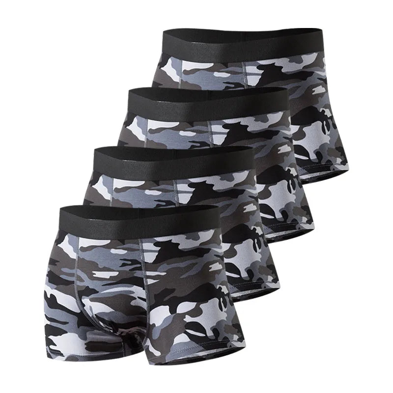 Men's 4 Pcs Cotton Camouflage Pattern Underwear Boxer Shorts