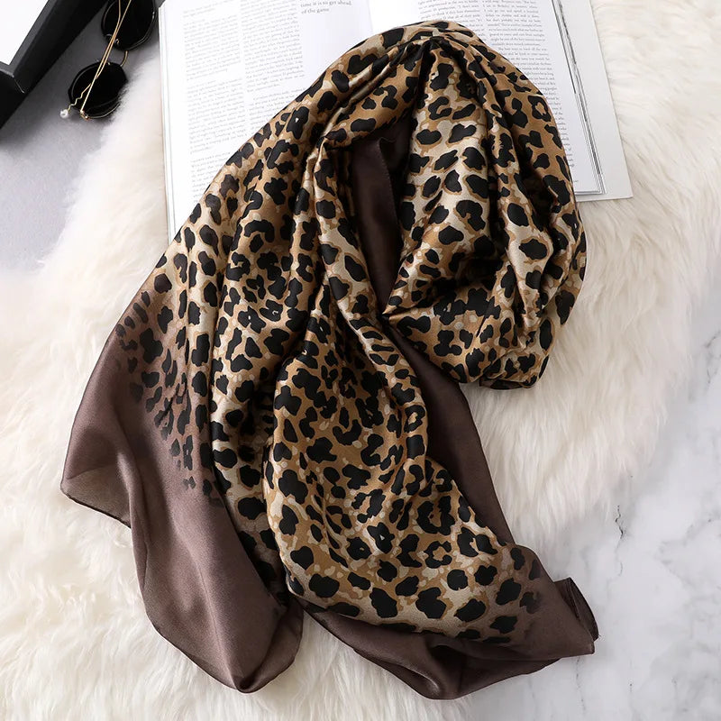 Women's Arabian Polyester Neck Wrap Leopard Pattern Trendy Hijabs