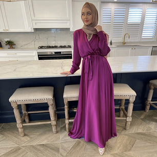 Women's Arabian V-Neck Polyester Full Sleeves Casual Dresses