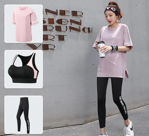 Women's Spandex O-Neck Short Sleeve Breathable Yoga Fitness Set