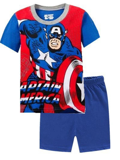 Kid's Boy Cotton O-Neck Short Sleeves Breathable Sleepwear Set