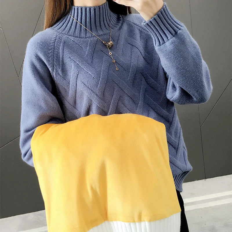 Women's Polyester High-Neck Long Sleeves Casual Wear Sweater