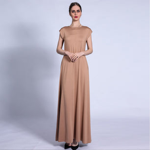 Women's Arabian O-Neck Cotton Sleeveless Long Party Wear Dress