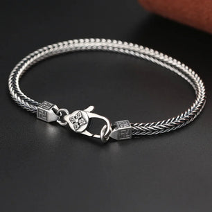 Men's 100% 925 Sterling Silver Ethnic Geometric Pattern Bracelet