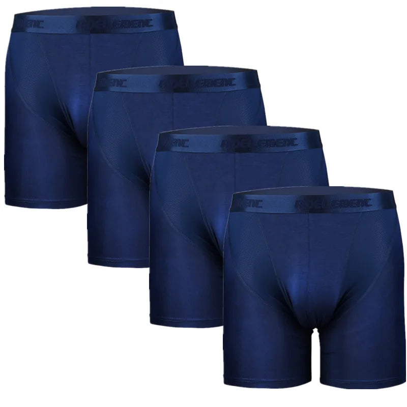 Men's 4 Pcs Nylon Breathable Solid Pattern Loose Boxer Shorts