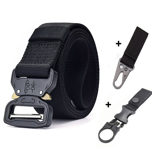 Men's Canvas Buckle Closure Solid Pattern Trendy Military Belts