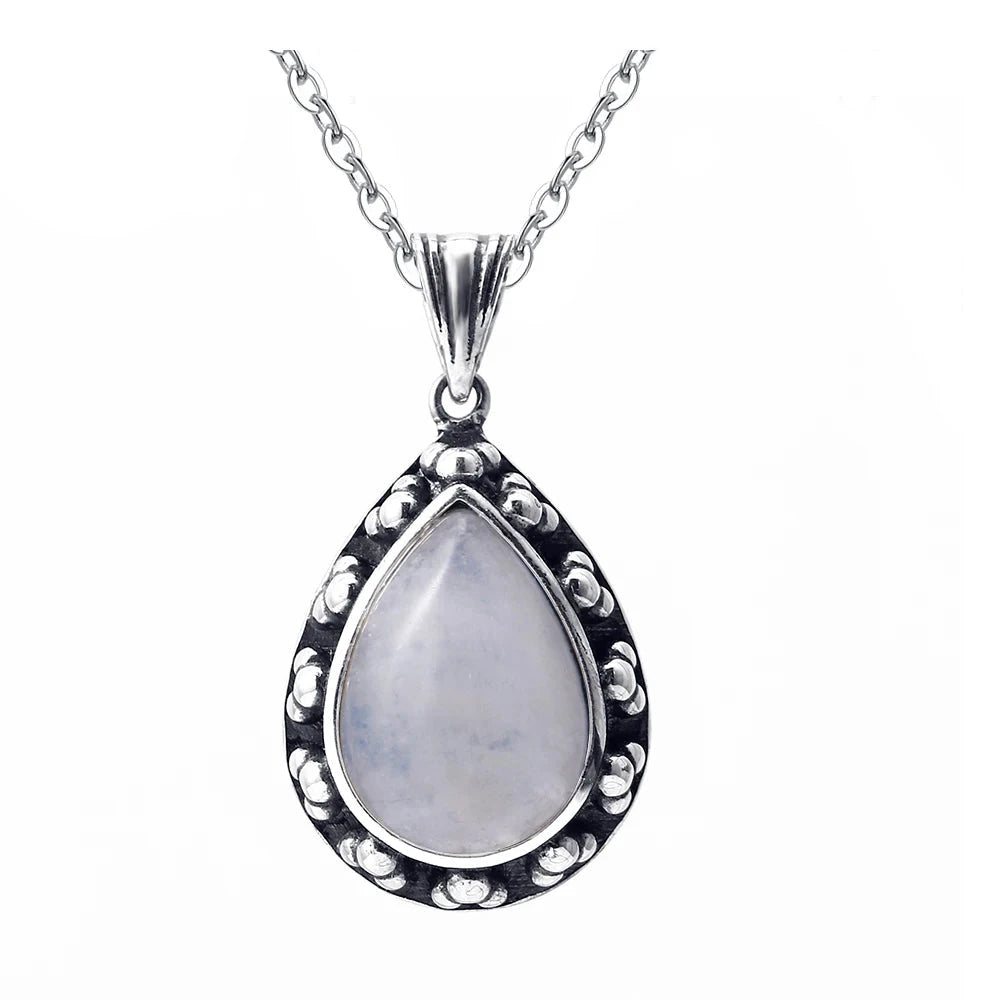 Women's 100% 925 Sterling Silver Moonstone Engagement Necklace