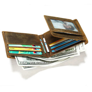 Men's Genuine Leather Solid Pattern Card Holder Casual Wallet