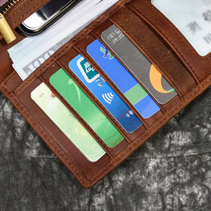 Men's Genuine Leather Solid Pattern Card Holder Casual Wallet