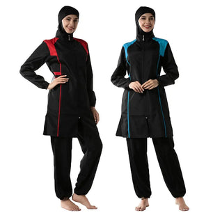 Women's Arabian Polyester Full Sleeves Mixed Colors Swimwear Set