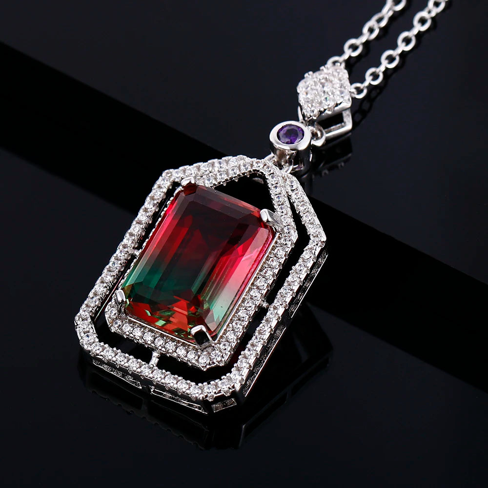 Women's Silver Zircon Geometric Shaped Trendy Engagement Necklace