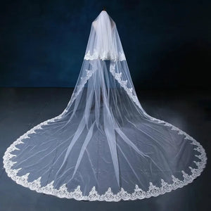 Women's Polyester Applique Edge Two-Layer Bridal Wedding Veils