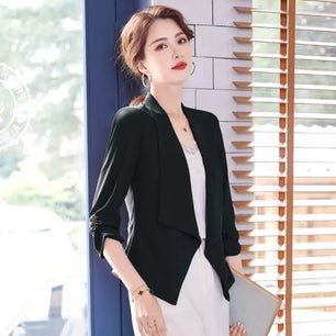 Women's Polyester Notched Full Sleeves Single Button Blazer