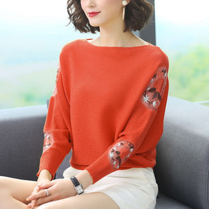 Women's O-Neck Polyester Full Sleeves Knitted Pullovers Sweater