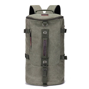 Men's Canvas Zipper Closure Solid Pattern Silt Pocket Backpack