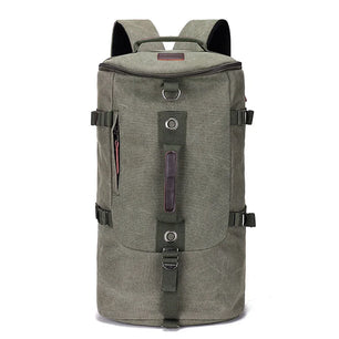 Men's Canvas Zipper Closure Solid Pattern Silt Pocket Backpack