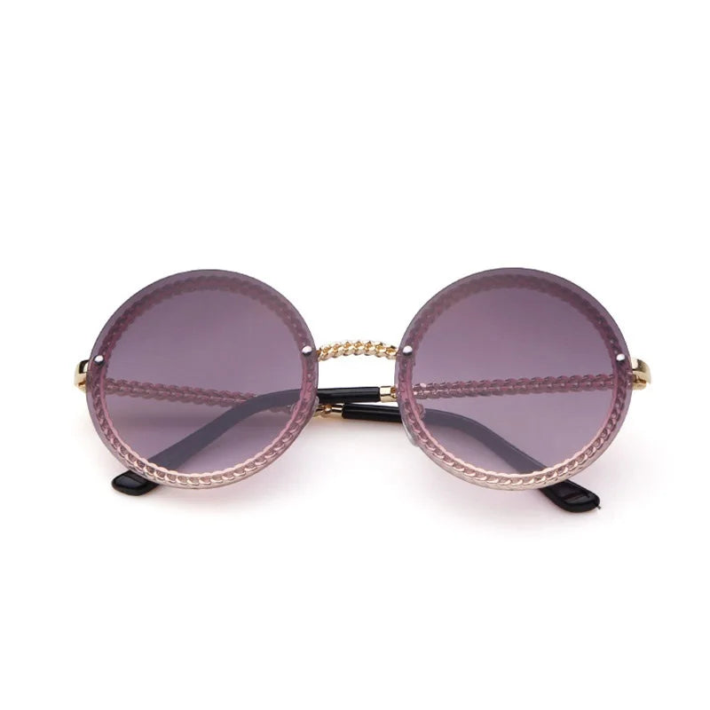 Women's Alloy Frame Resin Lens Round Shaped Trendy Sunglasses