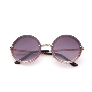 Women's Alloy Frame Resin Lens Round Shaped Trendy Sunglasses