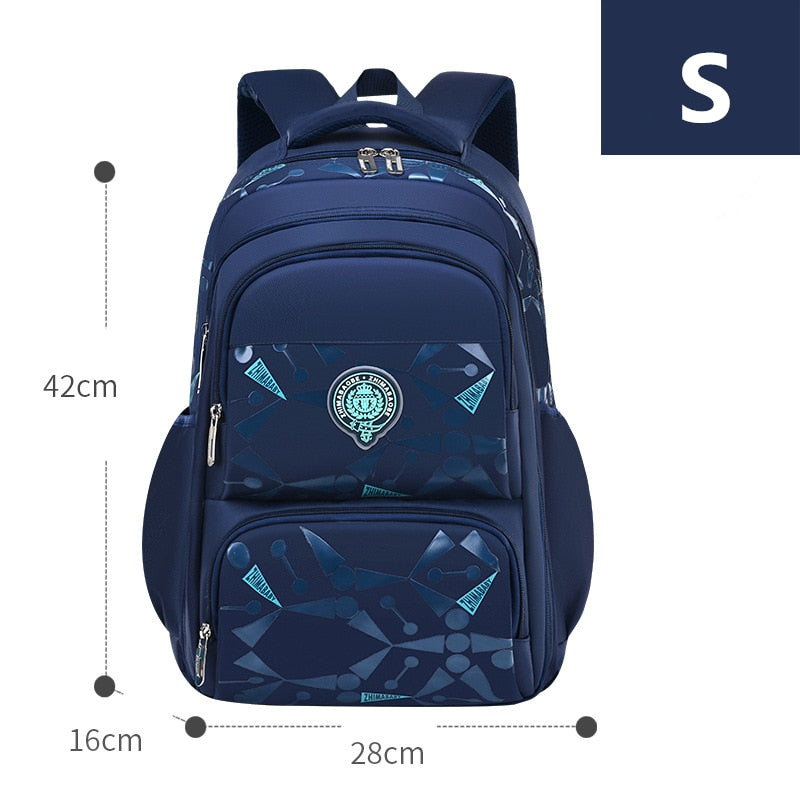 Kid's Nylon Printed Pattern Zipper Closure Waterproof Backpack