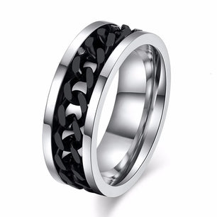 Men's Metal Stainless Steel Trendy Rotatable Geometric Shape Ring