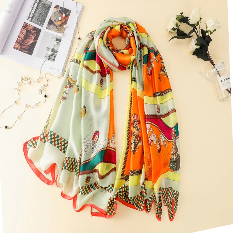 Women's Polyester Neck Wrap Printed Pattern Luxury Beach Scarves