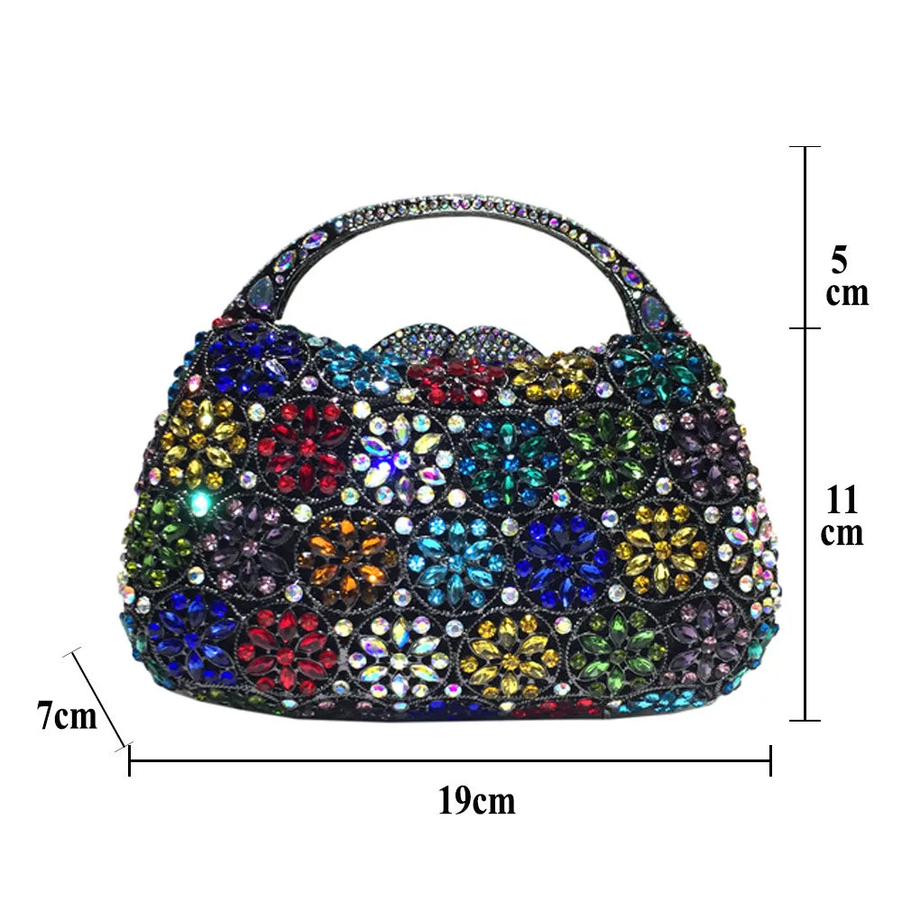 Women's Metallic Hasp Closure Rhinestone Pattern Large Tote Bag