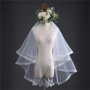 Women's Polyester Ribbon Edge Two-Layer Cathedral Wedding Veils