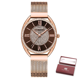 Women's Stainless Steel Round Shaped Waterproof Luxury Watch