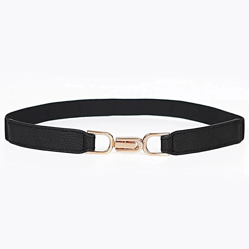 Women's PU Buckle Closure Solid Pattern Trendy Elastic Waist Belts