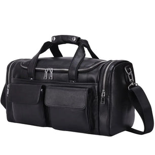 Men's Genuine Leather Zipper Closure Solid Pattern Shoulder Bag