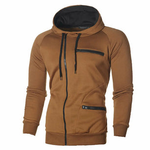 Men's Polyester Long Sleeves Zipper Closure Solid Pattern Jacket