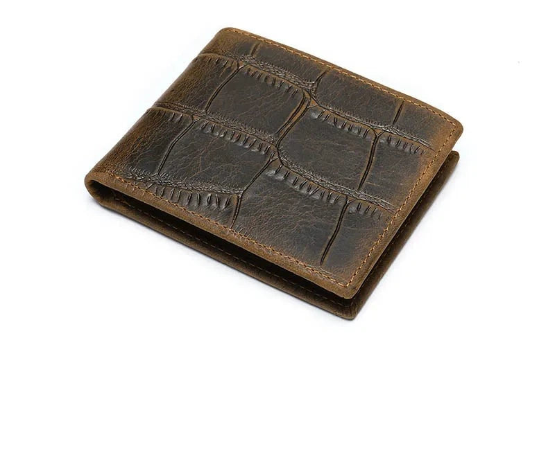 Men's Genuine Leather Alligator Pattern Card Holder Vintage Wallet