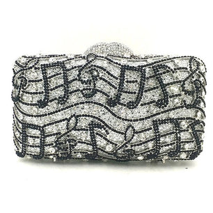 Women's Metallic Hasp Closure Rhinestone Evening Wedding Clutch