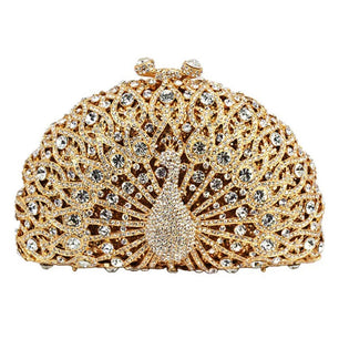 Women's Metallic Hasp Closure Rhinestone Bridal Wedding Clutch